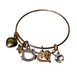 Gold Tone‎ Kids Hello Kitty Adjustable Bangle Charm Bracelet